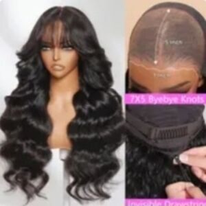 Loose Wave Wig With Curtain Bangs 20 inch